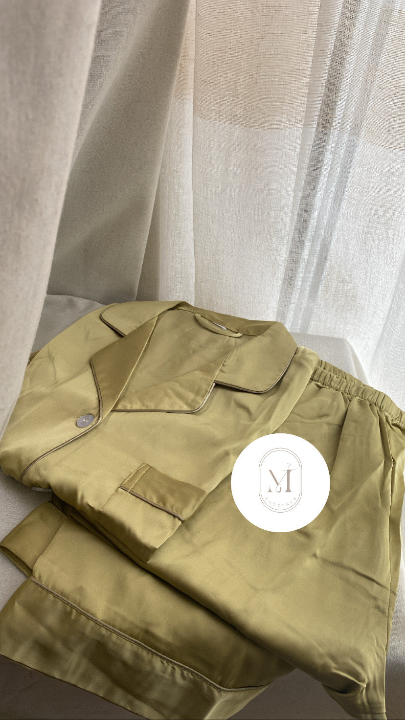 Ensemble nuit vert anis